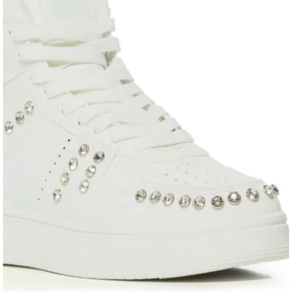 AZALEA WANG WHITE EMBELLISHED HIGH TOP SNEAKER - Picture 4 of 5